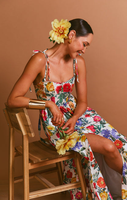 Juliet Maxi Dress ~ Charm Peony White Taffeta
