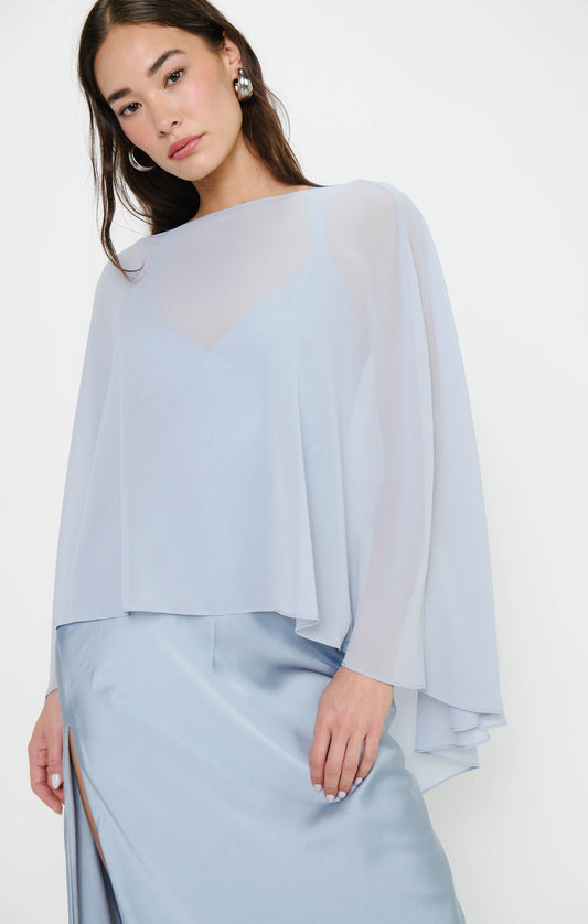 Cherish Cape ~ Steel Blue Chiffon