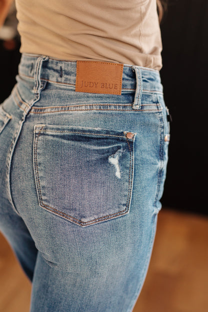 Hazel Blues® |  Bree High Rise Control Top Distressed Straight Jeans