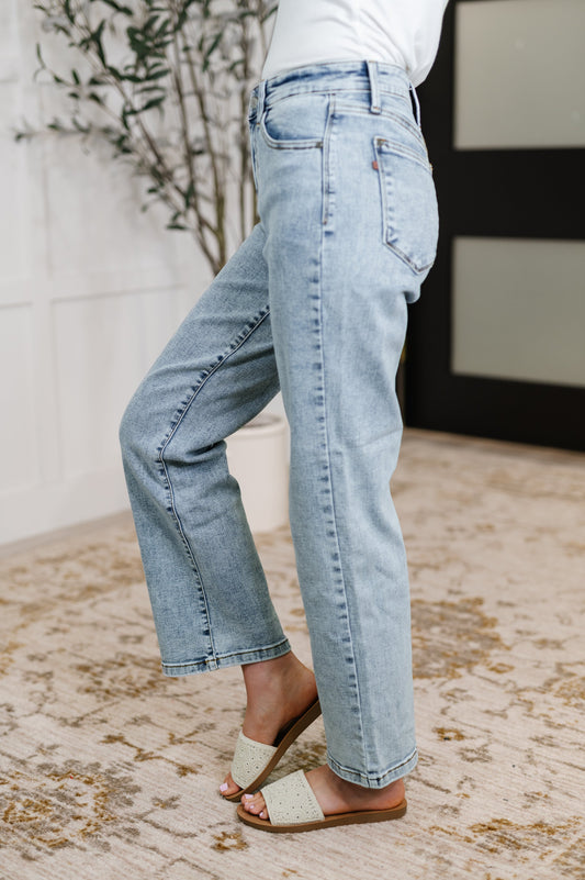 Hazel Blues® |  Debbie High Rise Stone Wash Straight Fit Jeans