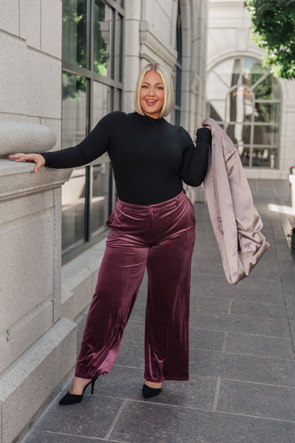 Hazel Blues® |  High Society Velvet Wide Leg Trousers