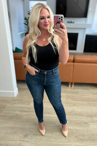 Hazel Blues® |  Phillipa High Rise Release Hem Slim Jeans