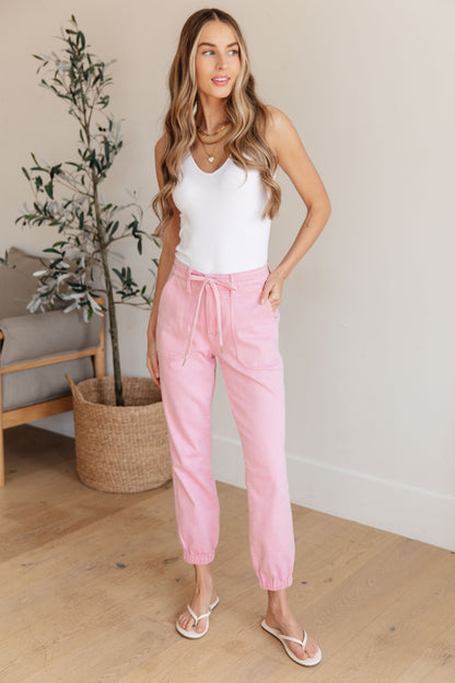 Hazel Blues® |  Regina High Rise Garment Dyed Denim Jogger