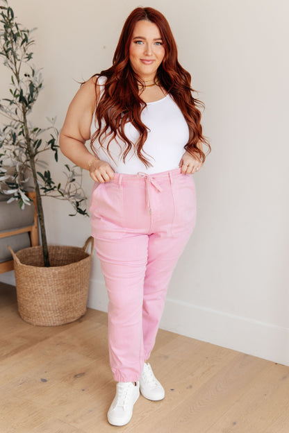 Hazel Blues® |  Regina High Rise Garment Dyed Denim Jogger