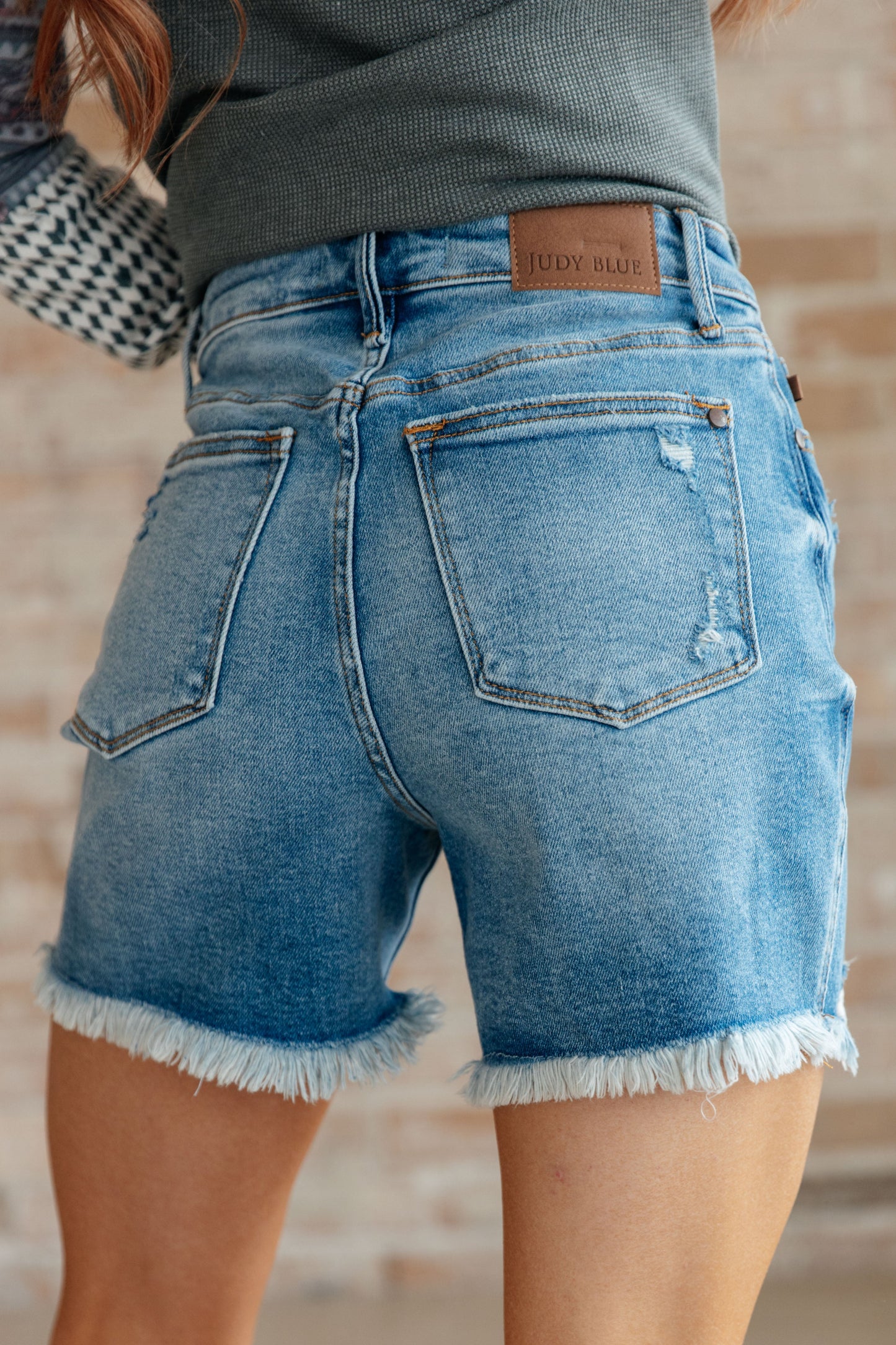Hazel Blues® |  Kara High Rise Rigid Magic Button Fly Cutoff Shorts