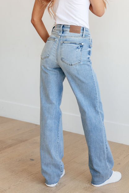 Hazel Blues® |  Mildred High Rise V Front Waistband Straight Jeans