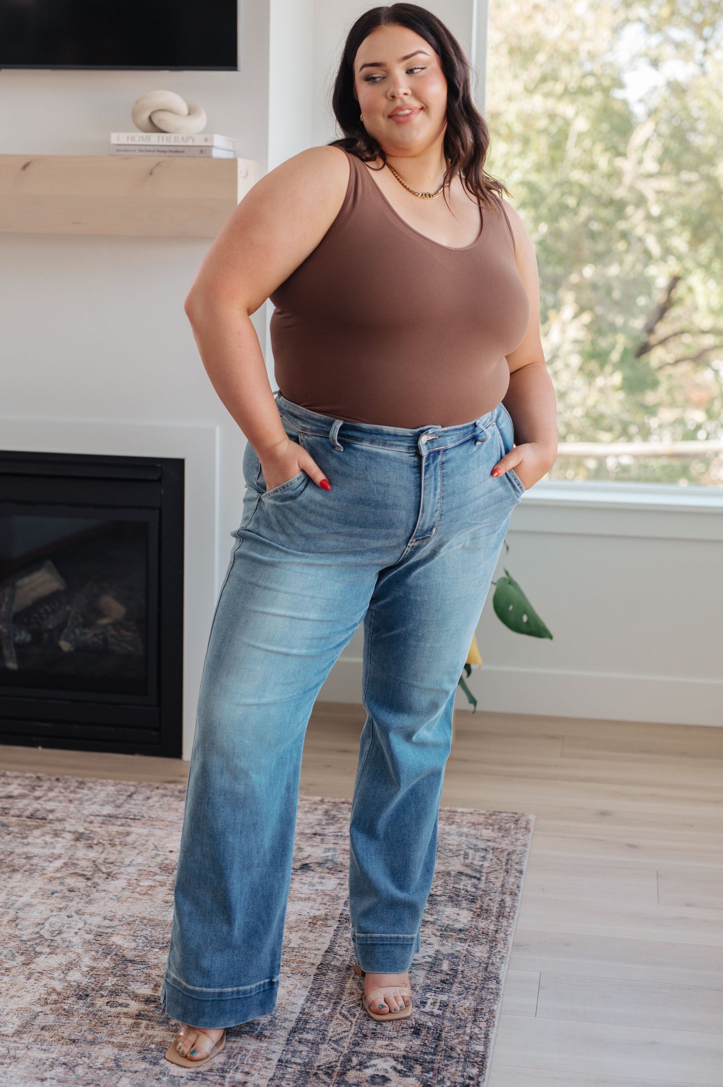 Hazel Blues® |  Mindy Mid Rise Wide Leg Jeans