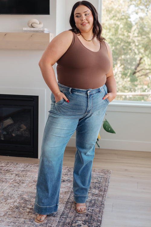 Hazel Blues® |  Mindy Mid Rise Wide Leg Jeans