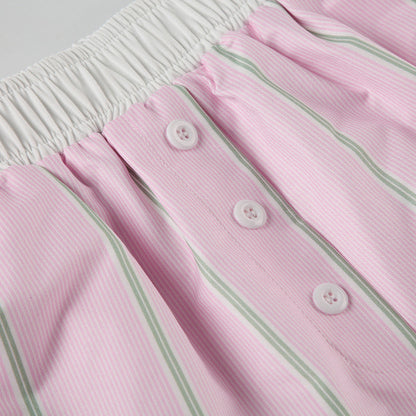 Chic Loose Color Block Striped Shorts