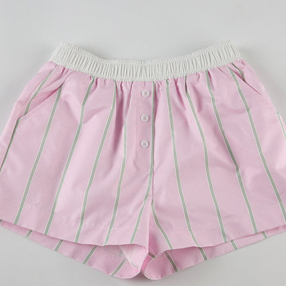 Chic Loose Color Block Striped Shorts