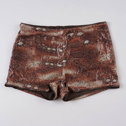 Vintage Snakeskin Sequin Low Waist Shorts