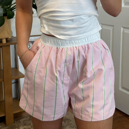 Chic Loose Color Block Striped Shorts