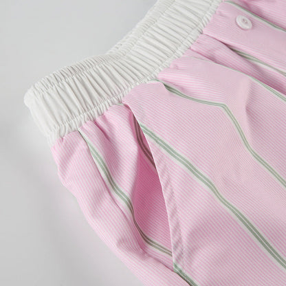 Chic Loose Color Block Striped Shorts