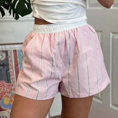 Chic Loose Color Block Striped Shorts