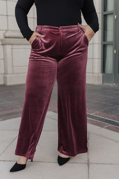 Hazel Blues® |  High Society Velvet Wide Leg Trousers