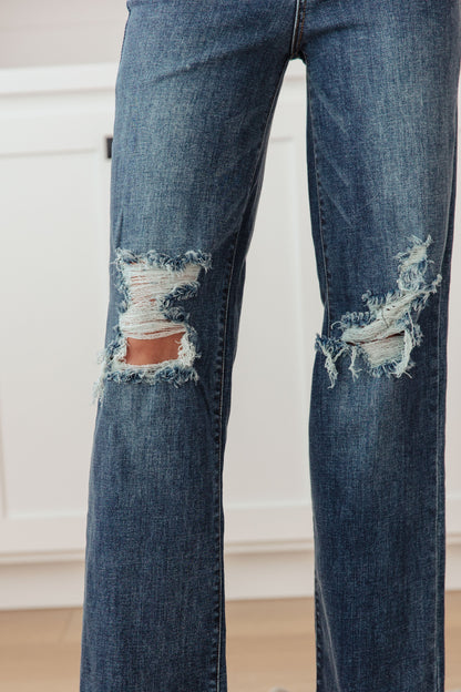 Hazel Blues® |  Rose High Rise 90's Straight Jeans in Dark Wash