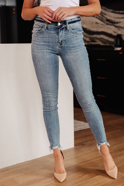 Hazel Blues® |  Sherry Mid Rise Release Waistband Detail Skinny