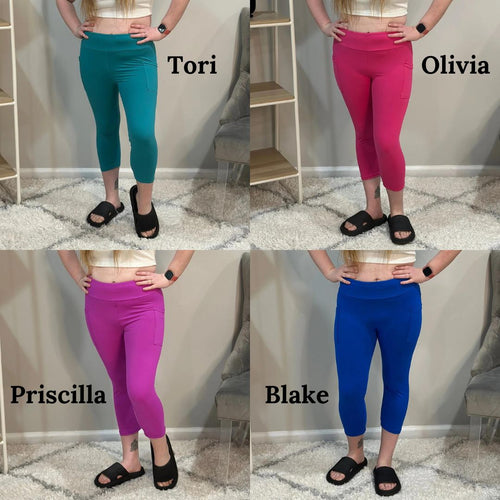 Hazel Blues® |  PREORDER: Capri Leggings with Pockets in Nine Colors