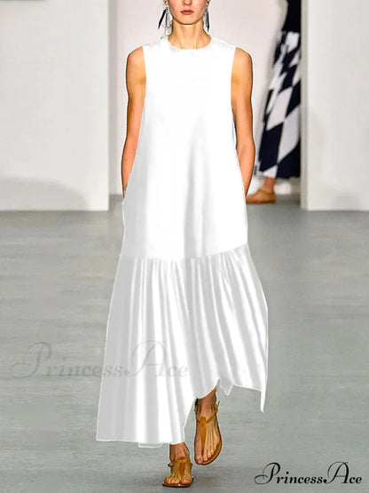 A-Line Long Sleeves Pleated Solid Classic Color Lapel Collar Midi Dresses