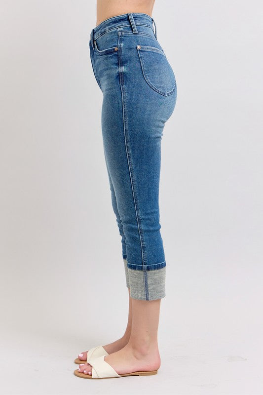 Hazel Blues® | Judy Blue Skinny Cuff Capris Jeans with Pockets