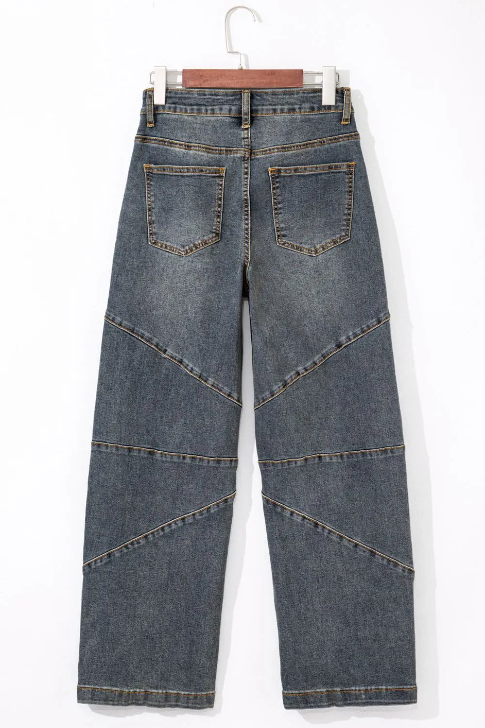 Hazel Blues® |  Exposed Stitching Loose Straight High Waist Jeans