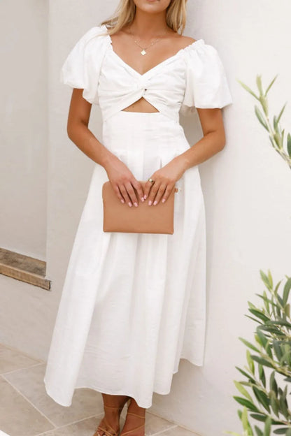 Hazel Blues® |  Sweetheart Neck Puff Sleeve Dress