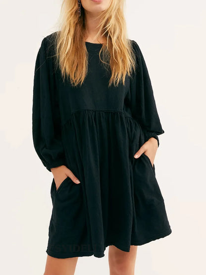 Hazel Blues® |  Cutout Textured Long Sleeve Mini Dress