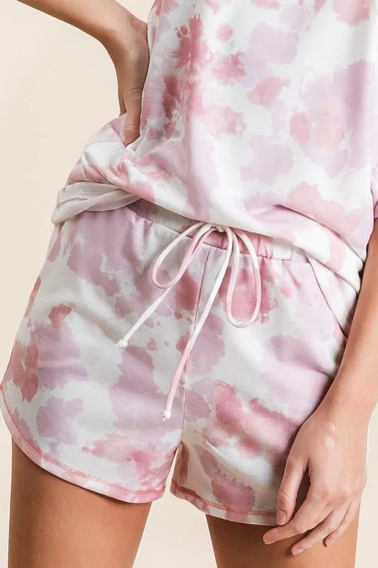 Hazel Blues® |  BiBi Tie Dye Print Terry Shorts With Side Pockets