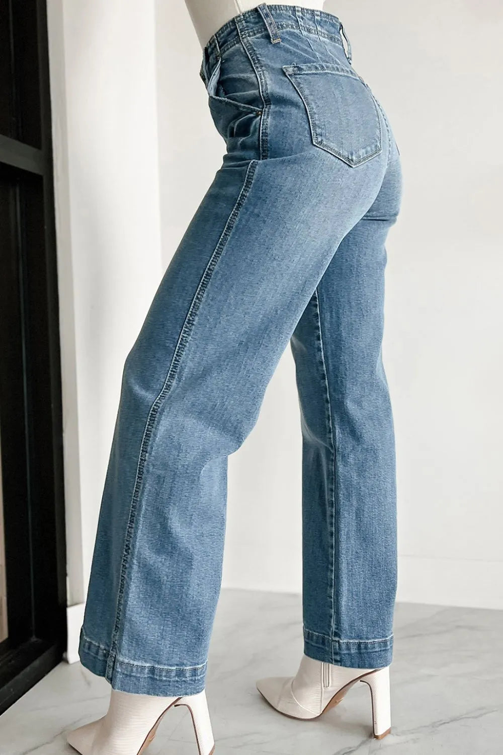 Hazel Blues® |  Button Fly High Waist Jeans