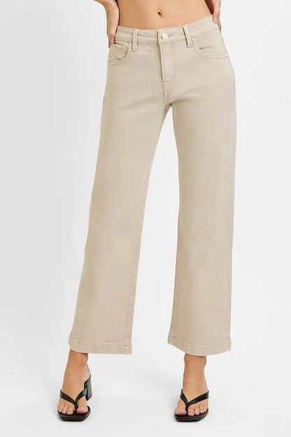 Hazel Blues® | RISEN Tummy Control Mid Rise Ankle Straight Jeans