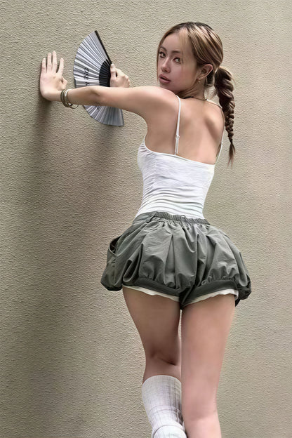 Chic Elegant Low Waist Tulip Hem Shorts