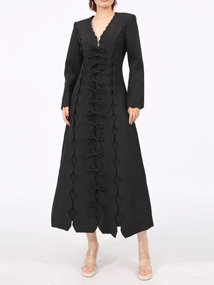 Hazel Blues® |  Long Sleeve Bow Front Midi Dress
