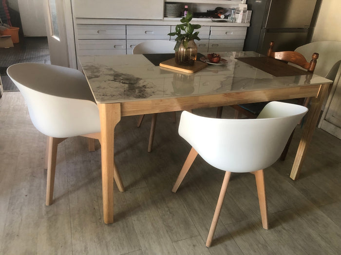 ALBORG - Chaise de salle à manger scandinave en polypropylène blanc