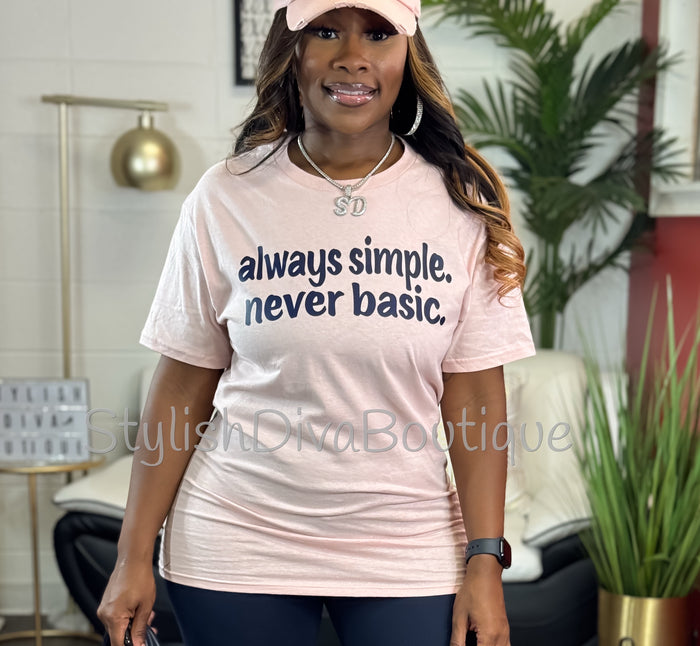 always simple. never basic. T-shirt (Dark Navy Print)