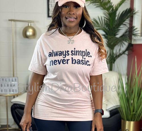 always simple. never basic. T-shirt (Dark Navy Print)