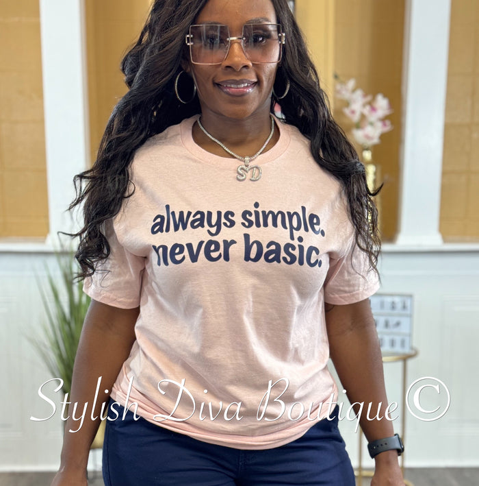 always simple. never basic. T-shirt (Dark Navy Print)