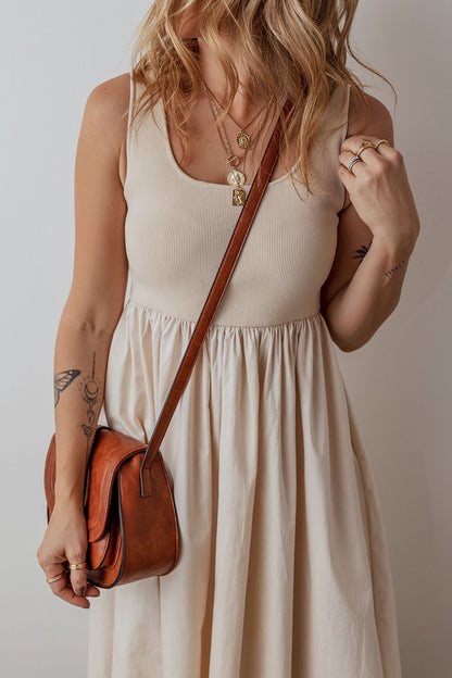 Hazel Blues® |  Scoop Neck Ribbed Bodice Sleeveless Midi Tank Dress
