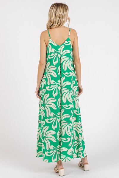 Hazel Blues® |  Mittoshop Printed V-Neck Maxi Cami Dress with Pockets