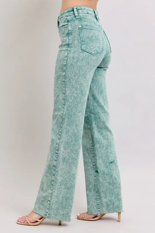 Hazel Blues® | Judy Blue High Waist Garment Dyed Raw Hem Dad Jean