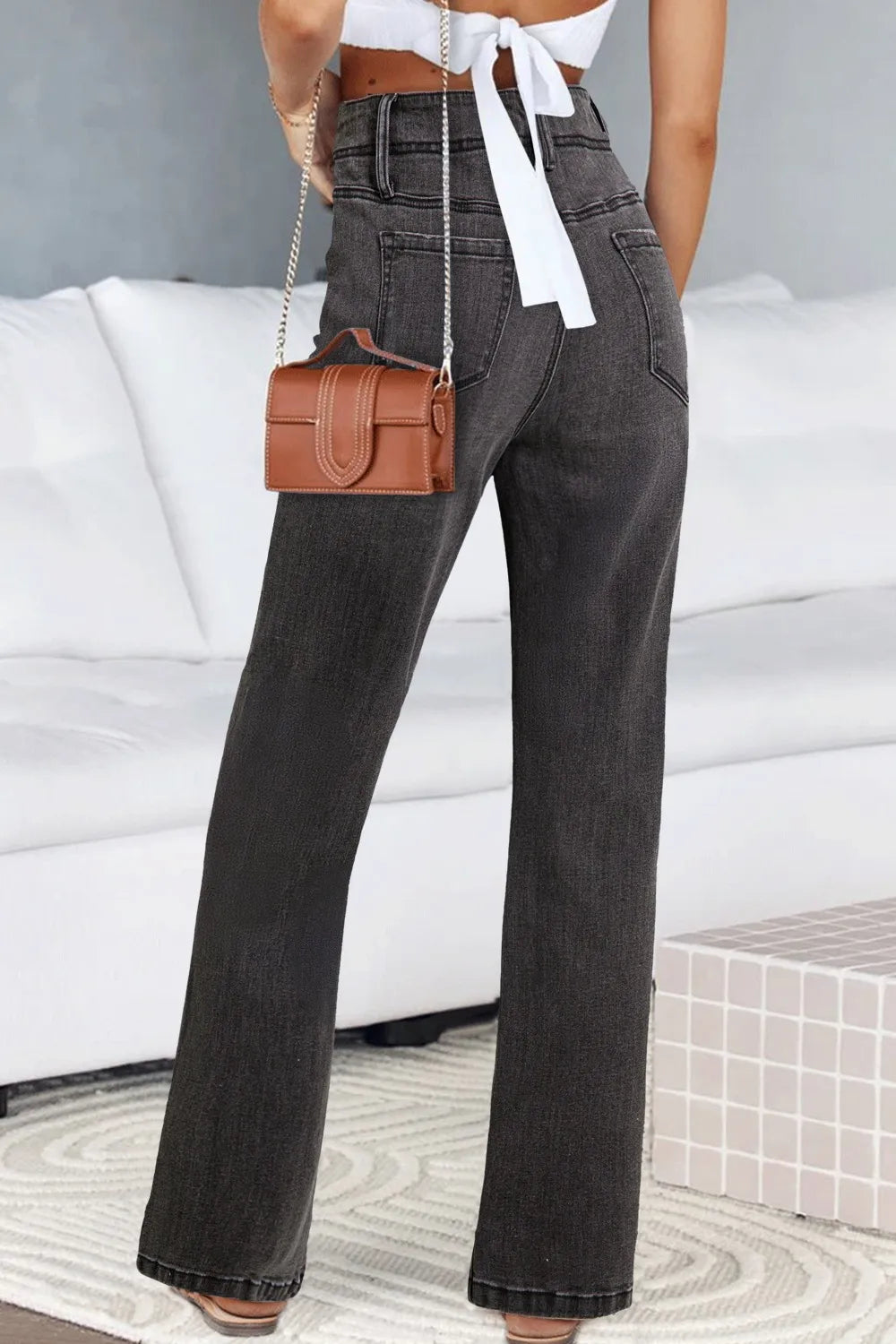 Hazel Blues® |  High-Waisted Wide-Leg Vintage Wash Jeans