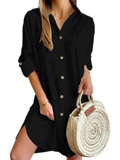 Hazel Blues® |  Button Down Long Sleeve Shirt Dress