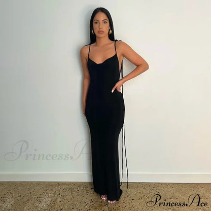 Backless Draped Maxi Dress