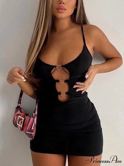 Backless Heart Graceful Decor Mini Dress