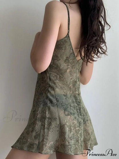 Backless Printed Long Trendy Sleeve Mini Dress
