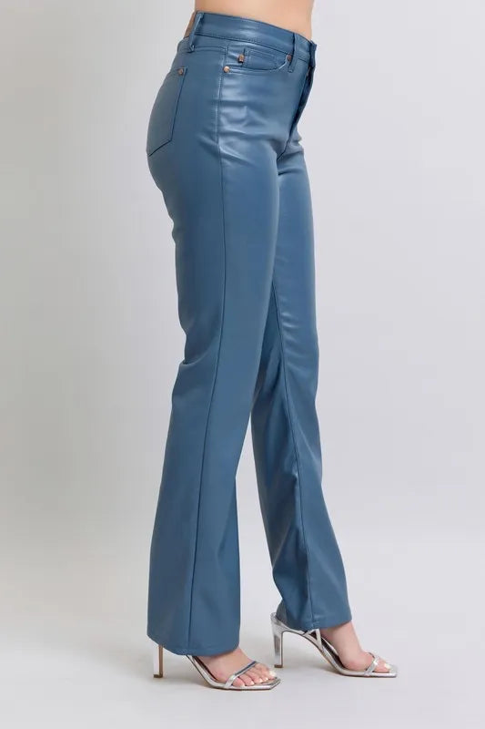 Hazel Blues® | Judy Blue High Waist Tummy Control Faux Leather Bootcut Pants