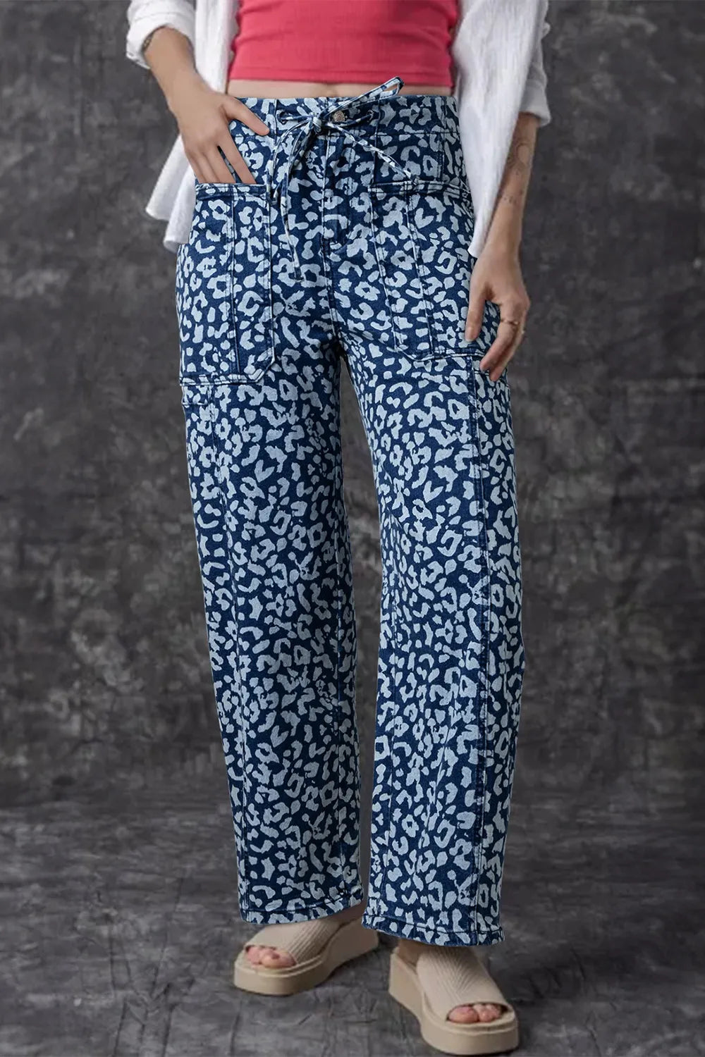 Hazel Blues® |  Leopard Print Wide Leg Jeans