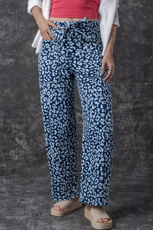Hazel Blues® |  Leopard Print Wide Leg Jeans