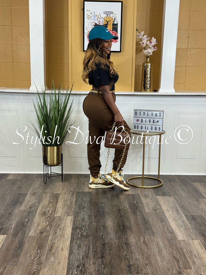 Be Savage Crop Top (Black/Brown Tie Dye)