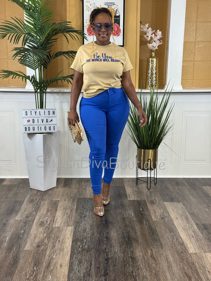 Be You Graphic Tee (Royal Blue Print)