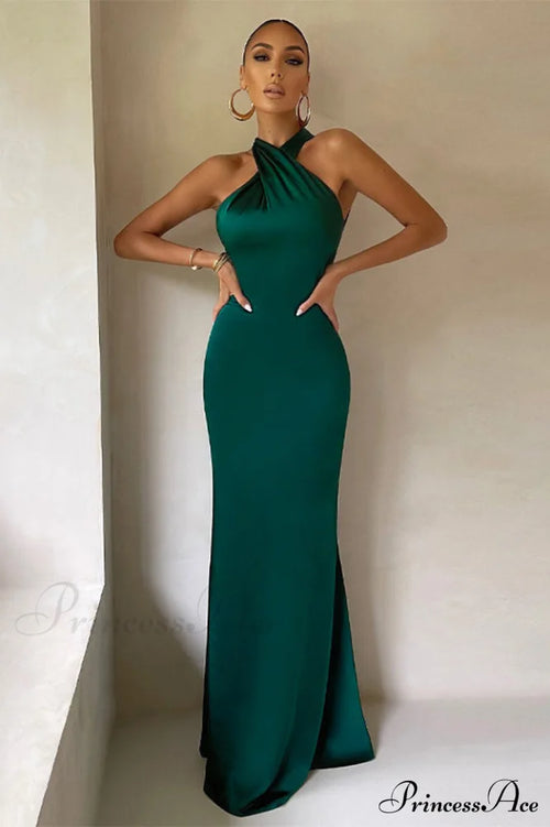 Bianca Crossover Halter Neck Dress